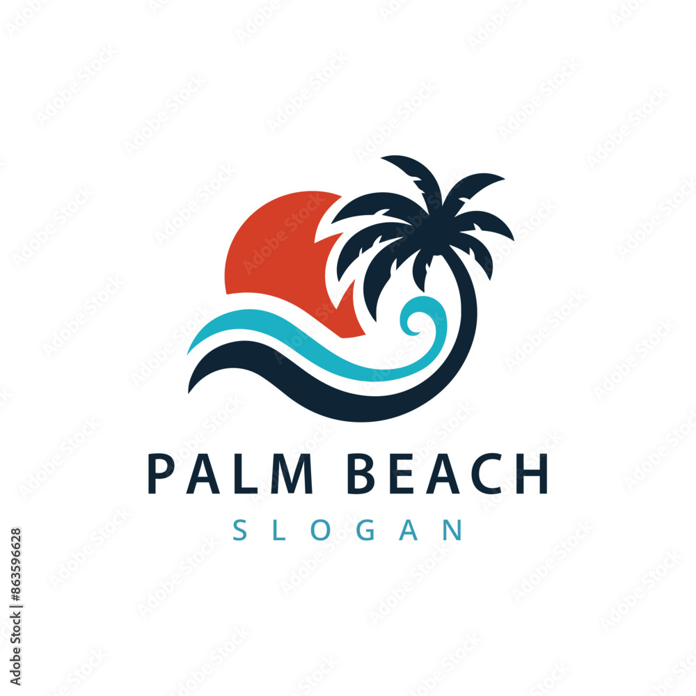 Obraz premium Tropical Beach Logo Design Template