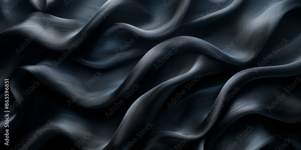 Obraz premium design your space copy background elegant black fabric folds soft beautiful background texture satin silk black background black abstract 