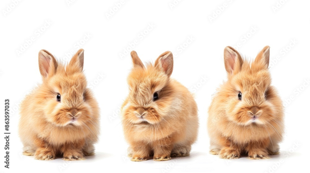 Young lionhead bunny rabbit set isolated on white background Young lionhead bunny rabbit set isolated on white background