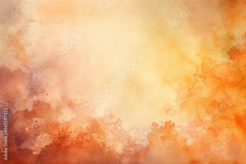 Abstract Painting of Orange and Blue Flower. Vintage Watercolor Oil Painting with Textured Orange Background © DreamStock