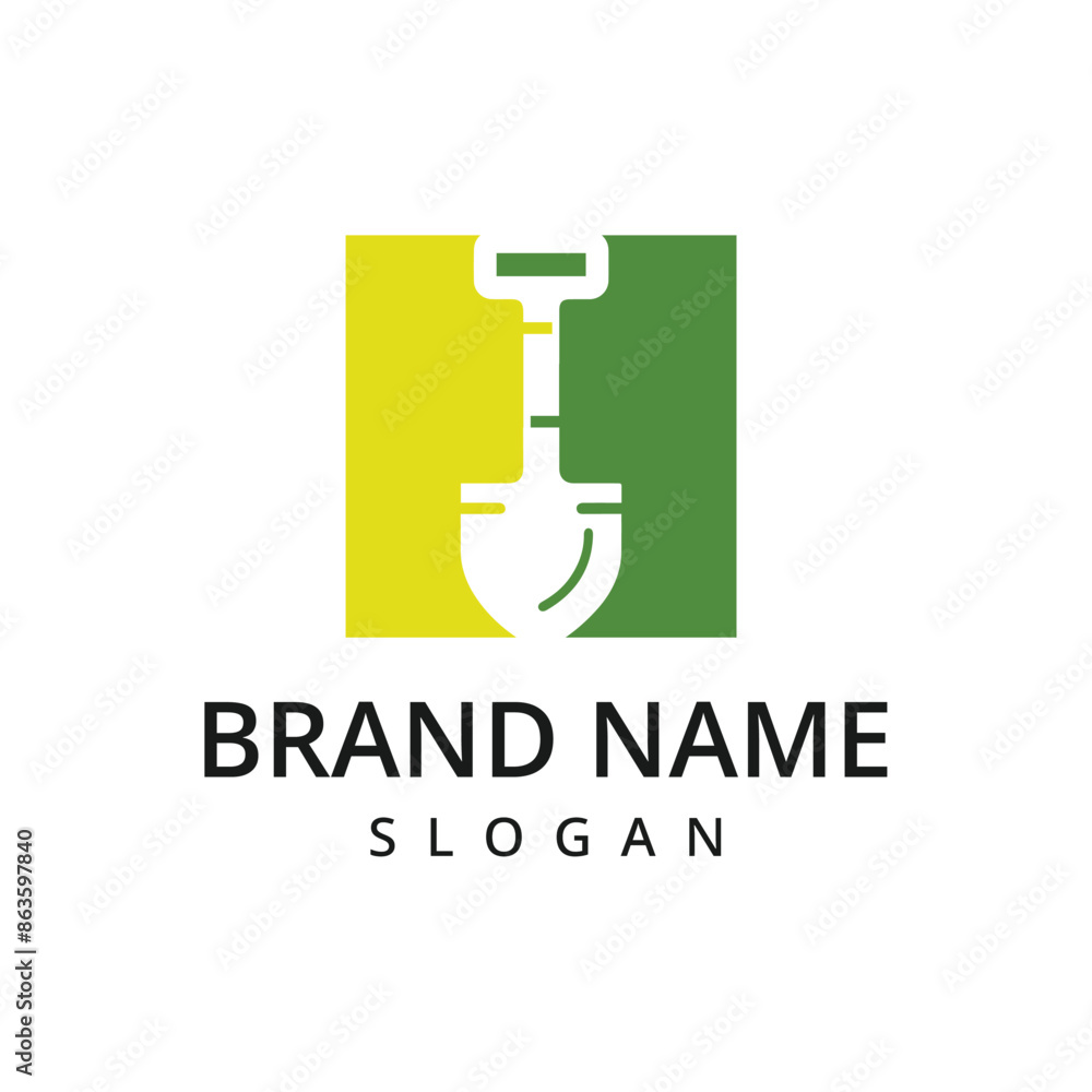 Garden logo template farm logo using shovel illustration Garden logo template farm logo using shovel illustration