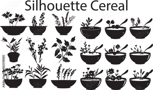 Cereal Versatile Black Silhouette Vector Series