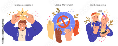 No Tobacco Day Flat Vector Illustration