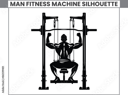Sport man exercises in gym on fitness Phil heath's tricep dips machine silhouette Multifunctional gym equipment vector Pressure for chest, legs, arms, and shoulders. Pulldown,  Workout, Exercise, Gym