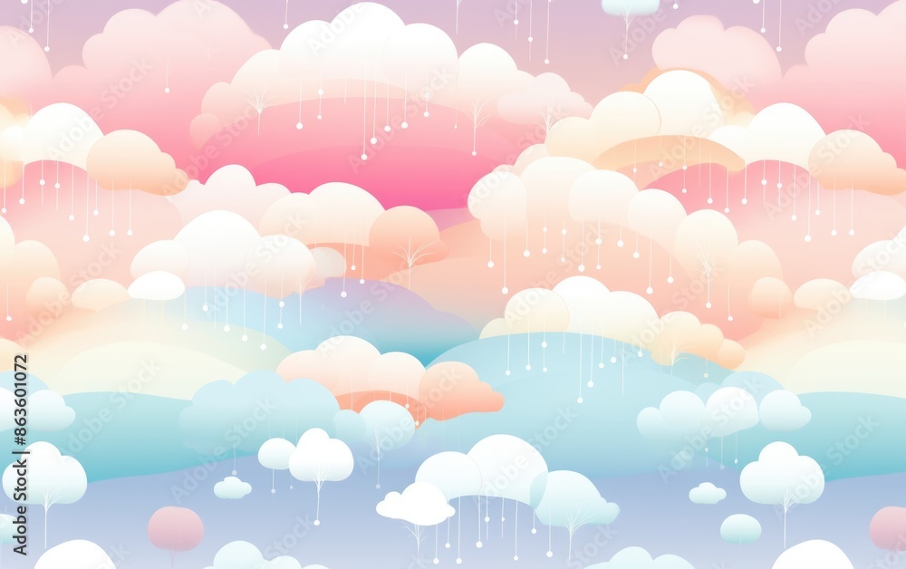 Dreamy Pastel Rainbow Seamless Pattern for Cheerful Backgrounds Dreamy Pastel Rainbow Seamless Pattern for Cheerful Backgrounds