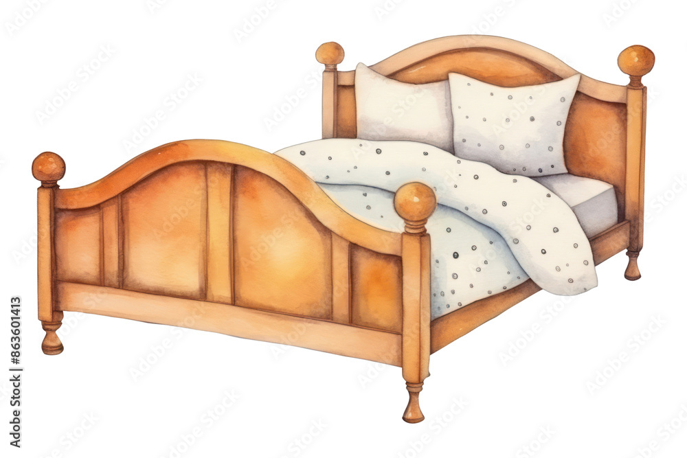 PNG Bed furniture white background comfortable PNG Bed furniture white background comfortable