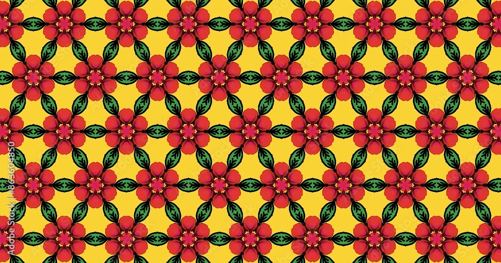 seamless pattern yellow with red flowers seamless pattern yellow with red flowers