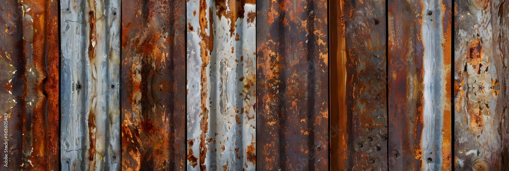 Old rusty zinc wall panel with rusty texture for background, Rusted galvanized iron plate vintage style decoration retro interior concept. Copy space image. Place for adding text and design Old rusty zinc wall panel with rusty texture for background, Rusted galvanized iron plate vintage style decoration retro interior concept. Copy space image. Place for adding text and design