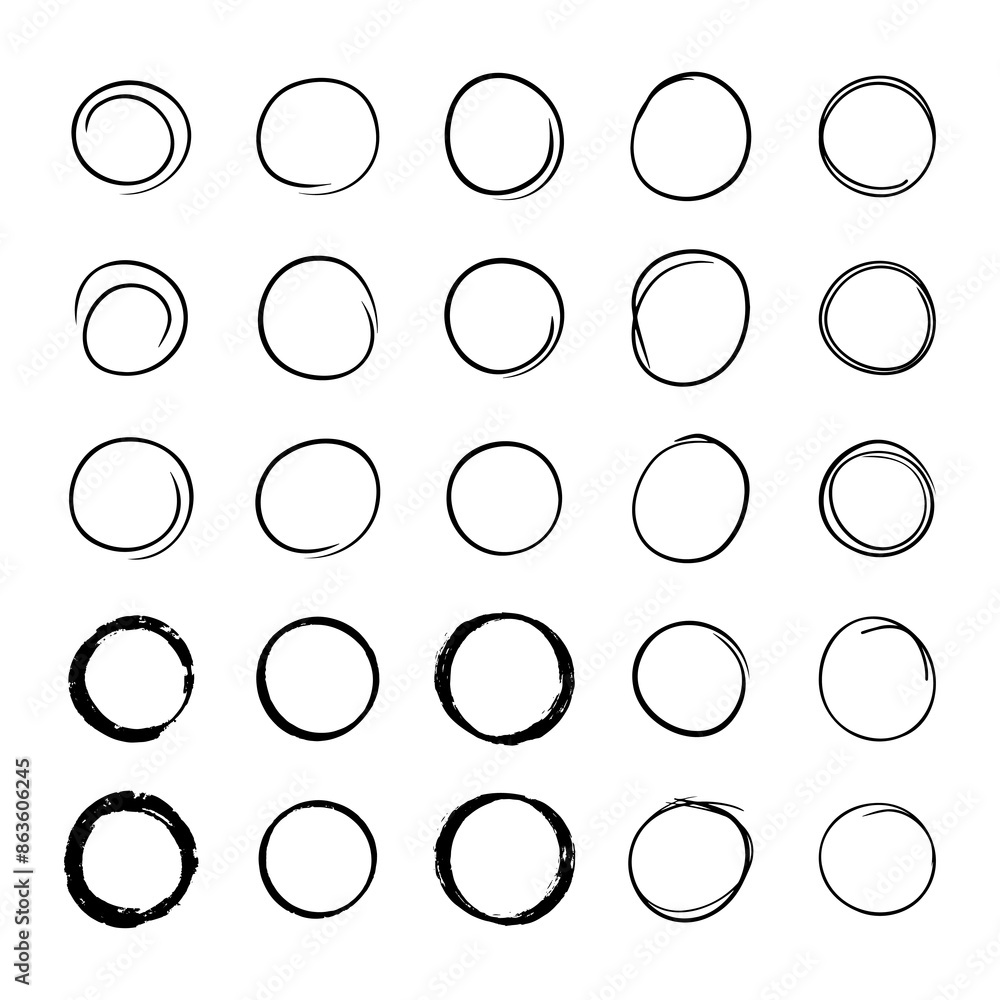 Super set of circles lines sketch hand drawn. Doodle circles for design elements Super set of circles lines sketch hand drawn. Doodle circles for design elements