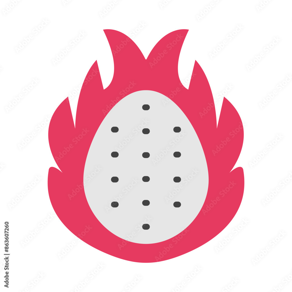 Dragon Fruit Flat Icon Design