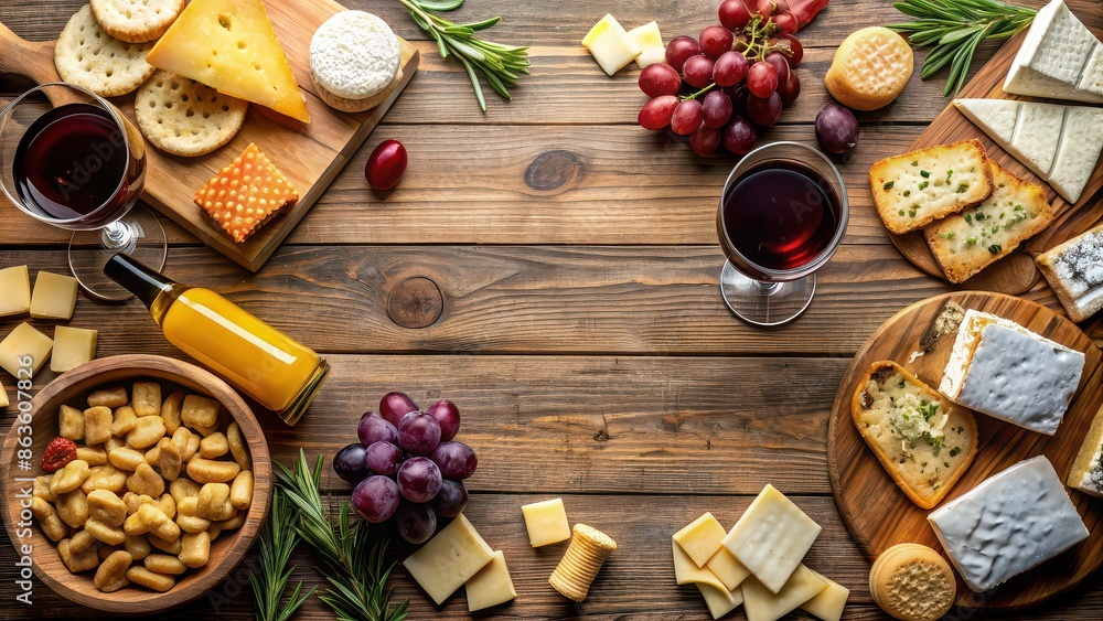 Cheese and wine on a table with assorted crackers, gourmet, appetizers, tasting, charcuterie, celebration, event, pairing Cheese and wine on a table with assorted crackers, gourmet, appetizers, tasting, charcuterie, celebration, event, pairing
