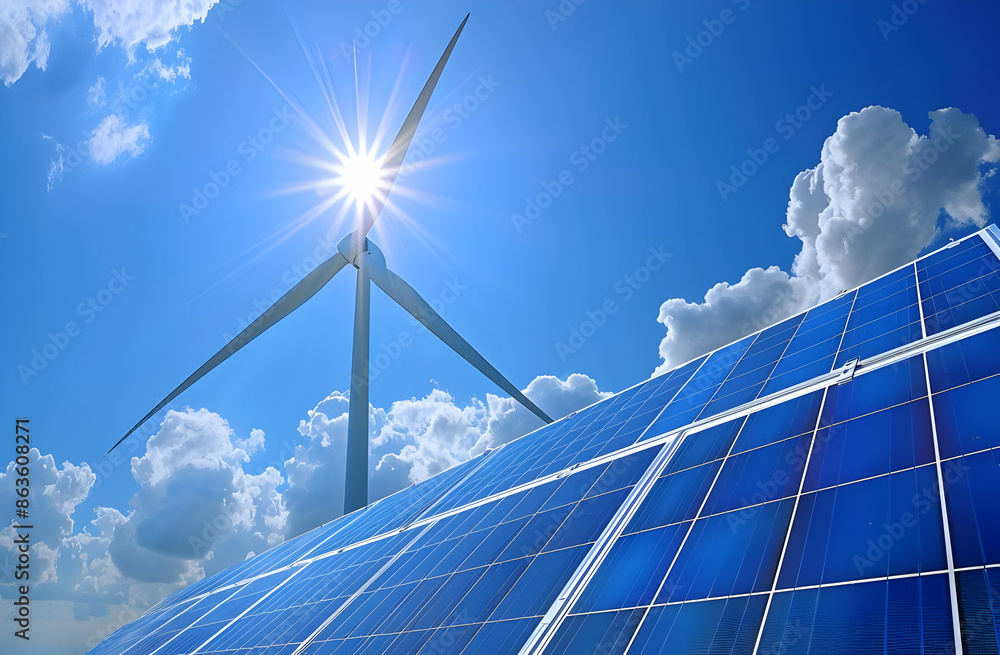 Obraz premium solar panels against sky