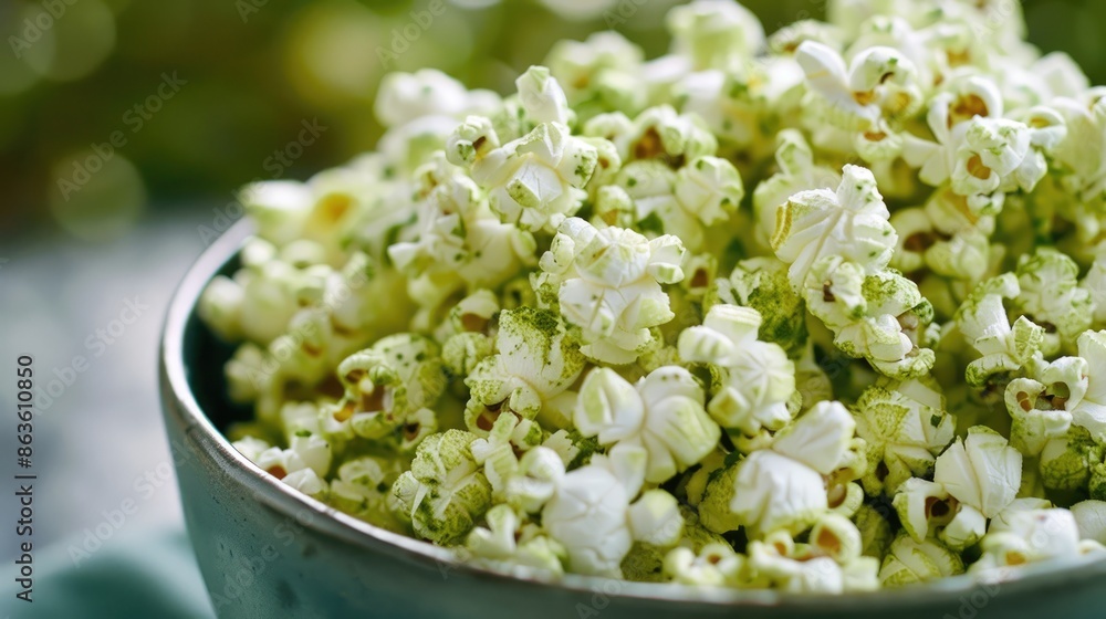 Japanese matcha green tea popcorn Ideal snack for movie time Japanese matcha green tea popcorn Ideal snack for movie time