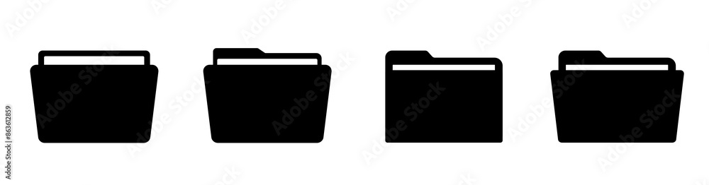 File folder in flat style. Folders icon collection. Office document folder vector symbol. File folder in flat style. Folders icon collection. Office document folder vector symbol.