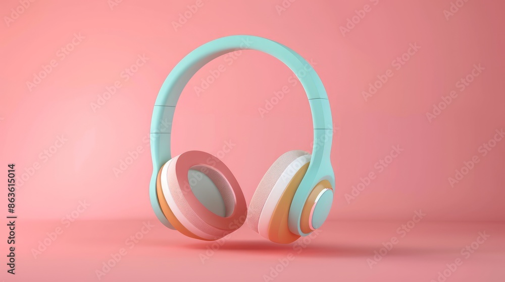 Wireless Headphones on Vibrant Pink Background with 3D Effect for Fashion and Music Concept Wireless Headphones on Vibrant Pink Background with 3D Effect for Fashion and Music Concept