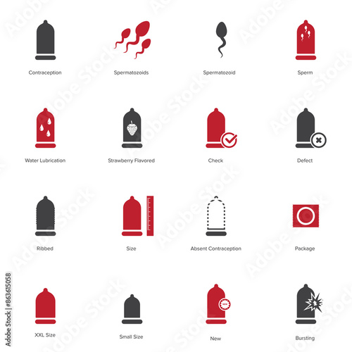 Condom icon set. Safe sex icon vector illustration	
