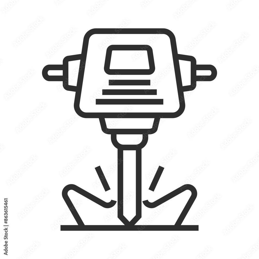 Mine drill outline icon, editable stroke isolated on white background flat vector illustration Mine drill outline icon, editable stroke isolated on white background flat vector illustration