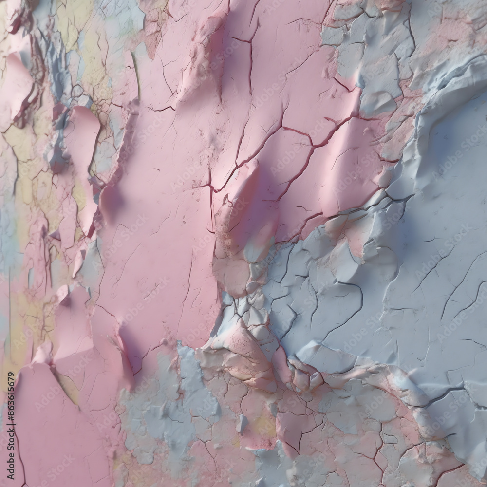 Naklejka premium cracked wall with pink and blue paint