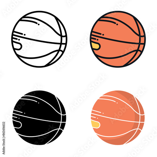 Basketball icon represents the orange, bouncy ball used in the sport of basketball for dribbling, passing, and shooting.