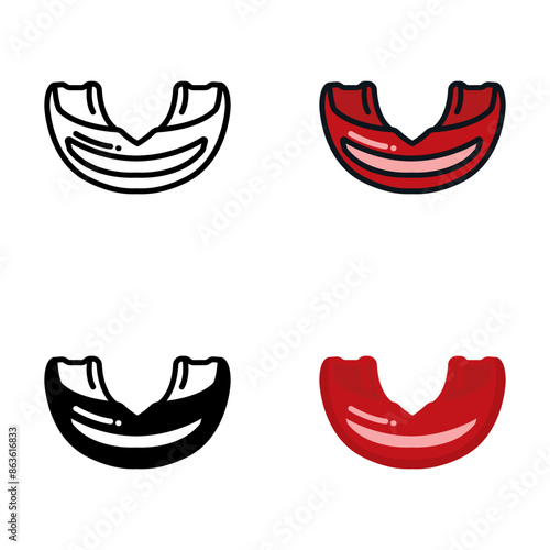 Mouth Guard icon represents a protective device worn over teeth to prevent injuries during sports activities.