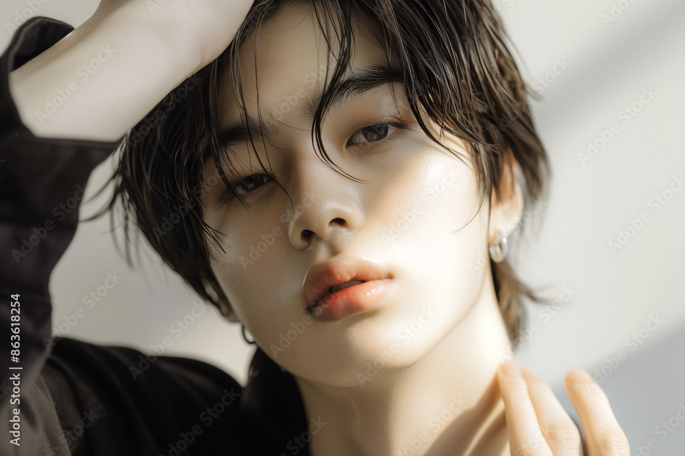 Naklejka premium アジア人男性 メンズビューティー