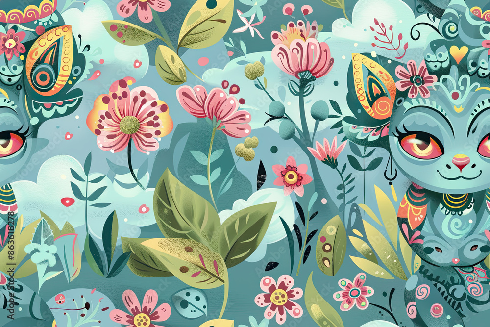 Graphic background about plants and flowers Graphic background about plants and flowers
