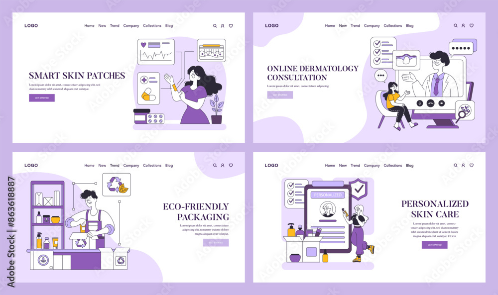 Fototapeta skincare innovation. Flat Vector Illustration