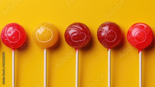 Vibrant lollipop in minimal flat lay concept