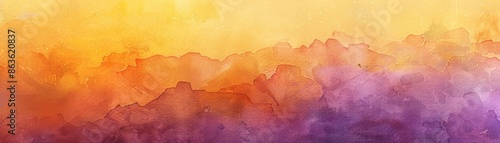 Abstract Watercolor Sunset Background - Orange, Purple, Yellow, Gold