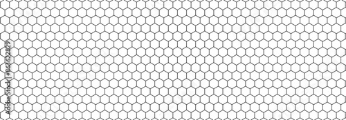 Illustration, vector, Geometry, hexagon, pattern, honeycomb pattern, geometric, overlapping, orderly arrangement background, black and white, banner, website. 