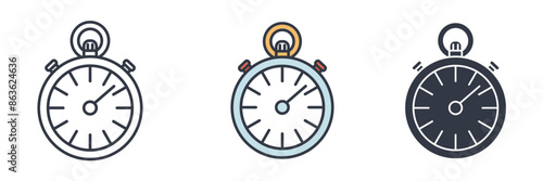 Stopwatch Icon symbol vector illustration isolated on white background
