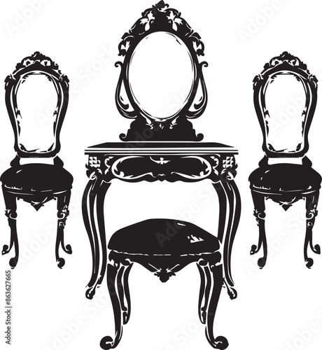 Royal Chair Dark Silhouette Shapes Vector Set 