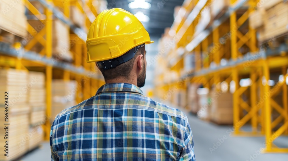 Warehouse Inventory Management Scene with Worker Warehouse Inventory Management Scene with Worker