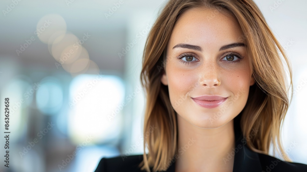 Radiant Woman with Chic Black Blazer Captivates Audience Radiant Woman with Chic Black Blazer Captivates Audience