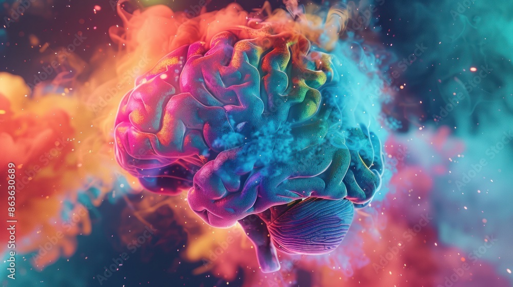 Naklejka premium brain 3d colorful