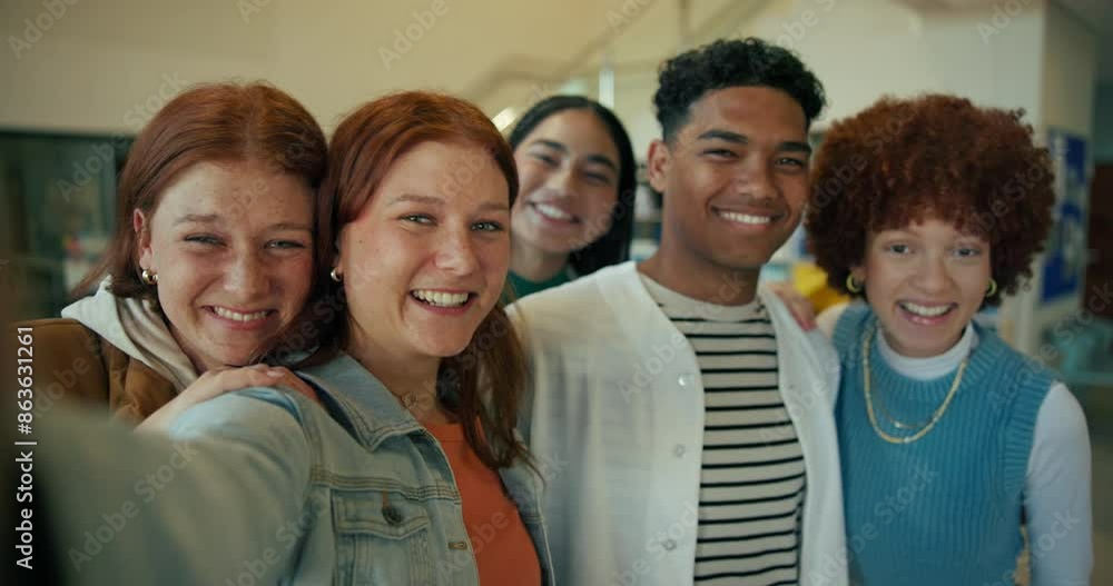 Students, face and friends in classroom with selfie for memory, teenage and high school experience for social media. Learners, happy and photography with youth culture, education and diversity. Students, face and friends in classroom with selfie for memory, teenage and high school experience for social media. Learners, happy and photography with youth culture, education and diversity.
