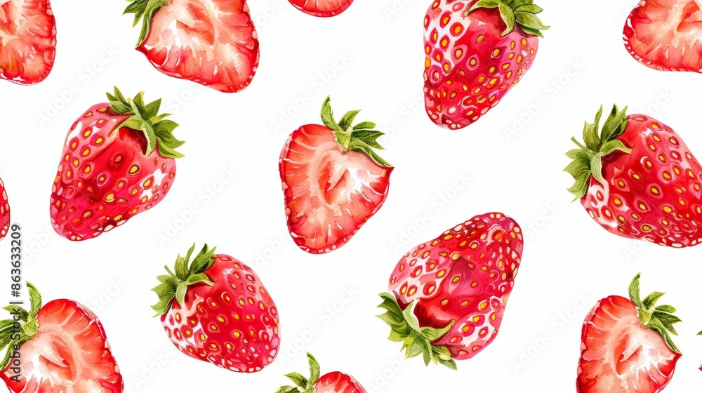 Seamless pattern of red strawberries on a white background. Seamless pattern of red strawberries on a white background.