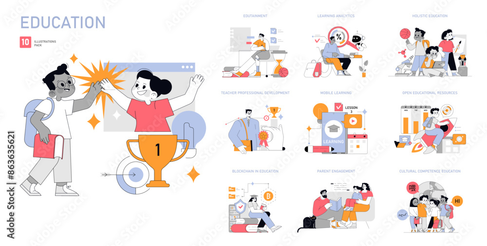 Fototapeta premium education. Flat Vector Illustration
