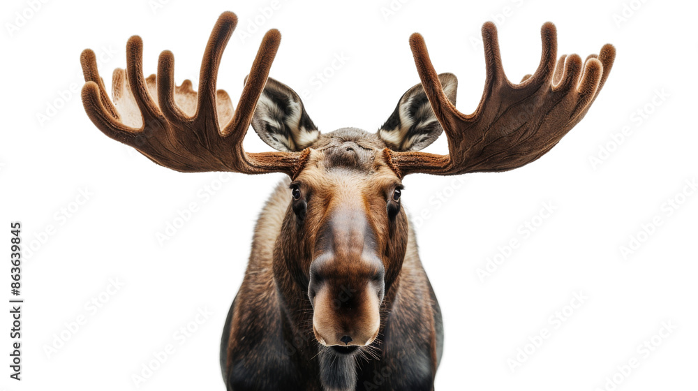 A majestic moose with impressive antlers on background. Transparent PNG A majestic moose with impressive antlers on background. Transparent PNG