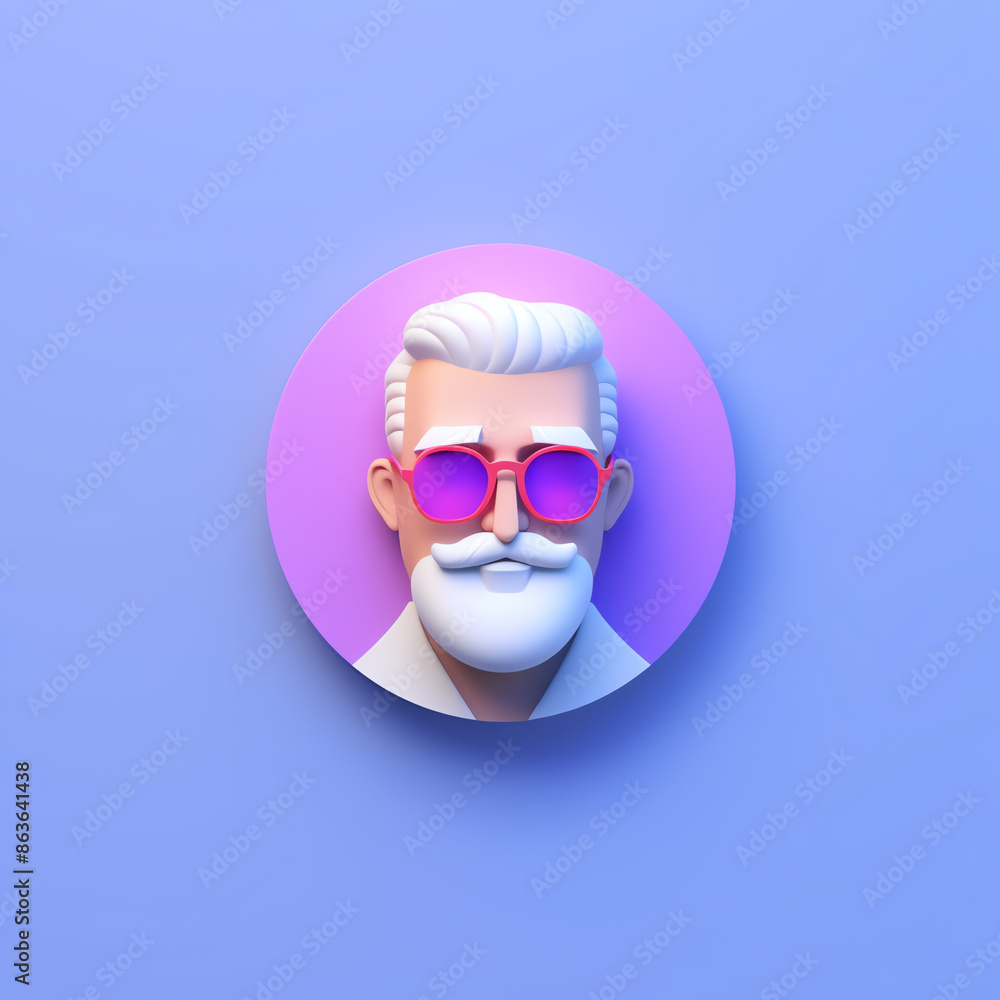3d man icon with sunglasses and a beard 3d man icon with sunglasses and a beard