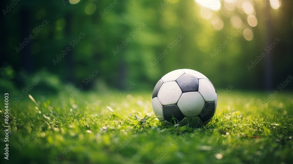 Fototapeta premium Soccer ball scoring into goal against vivid green background, sports success concept
