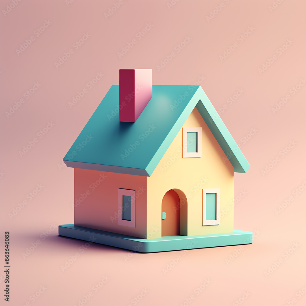 a small house with a blue roof