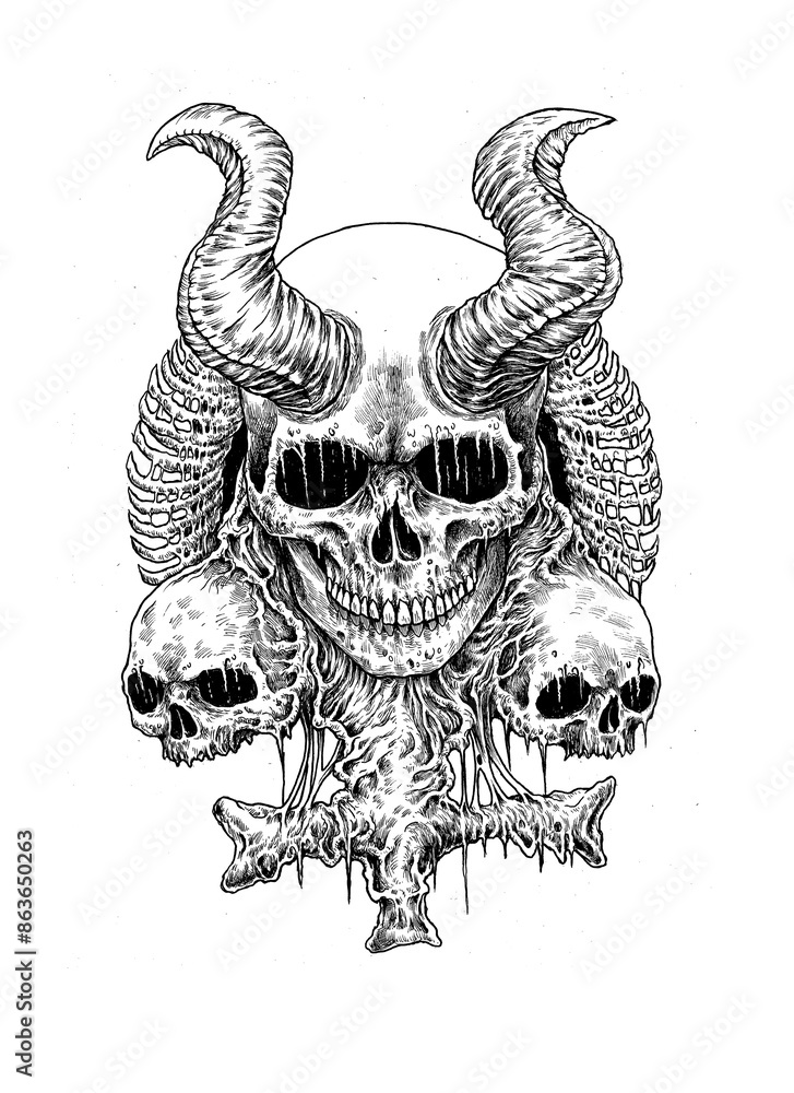 Fototapeta premium skull on a black bnw