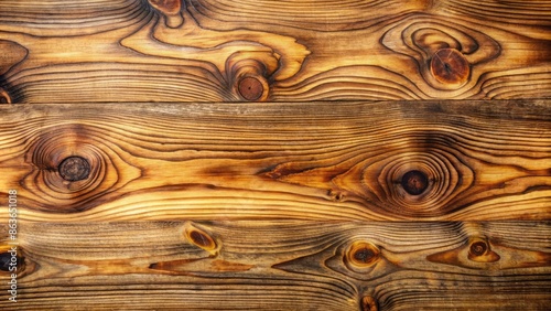Natural wood surface as background, top view, showcasing organic patterns, knots, and warm tones, ideal for rustic, earthy, or vintage-themed designs. photo