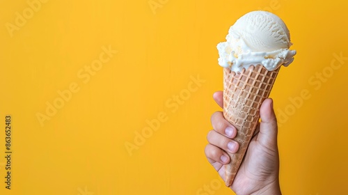 A person holding a cone of ice cream