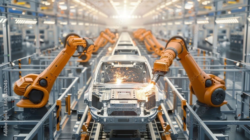 Precision Perfection Robots Mastering Spot Welding on Automotive Assembly Line Precision Perfection Robots Mastering Spot Welding on Automotive Assembly Line