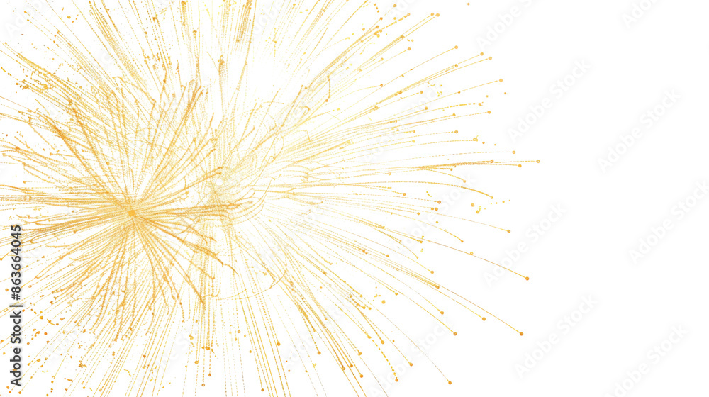 Obraz premium Golden firework, Happy new year concept, Design for overlay, montage, texture on transparent background