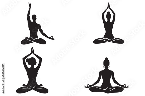 Yoga silhouette vector illustration.