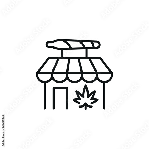 Cannabis shop icon. Simple cannabis shop icon for social media, app, and web design. Vector illustration.