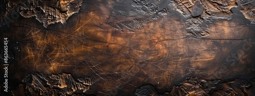  A detailed view of split wood, displaying halves with browner and blacksier hues photo